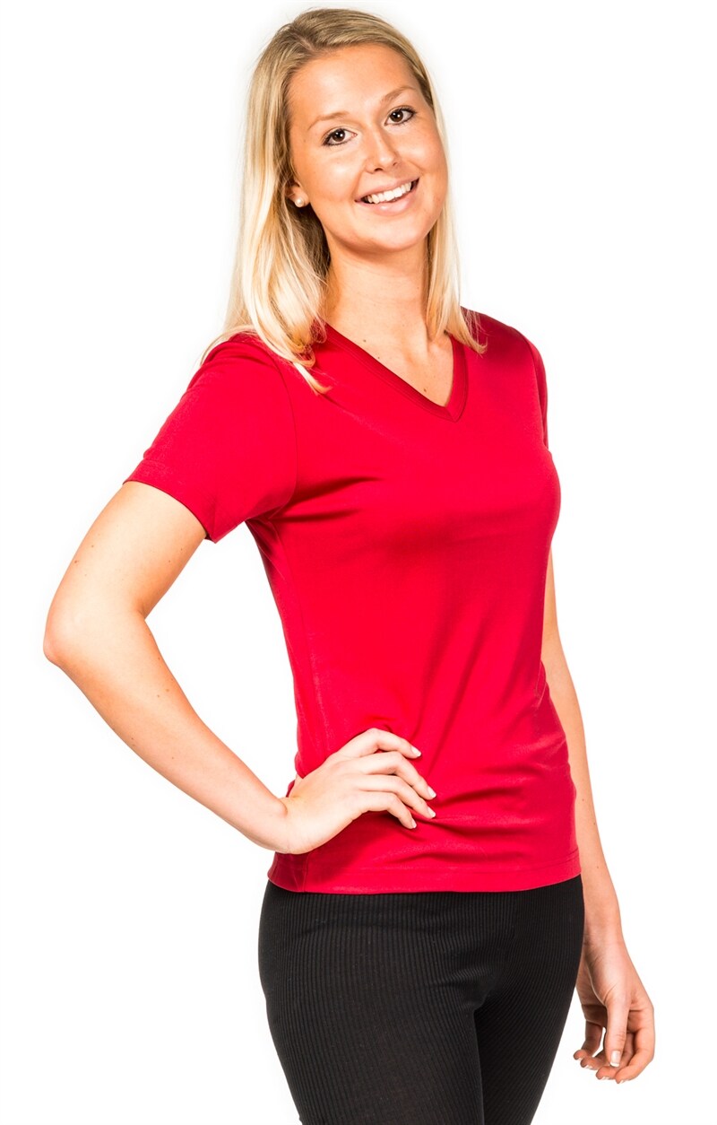 red silk t shirt