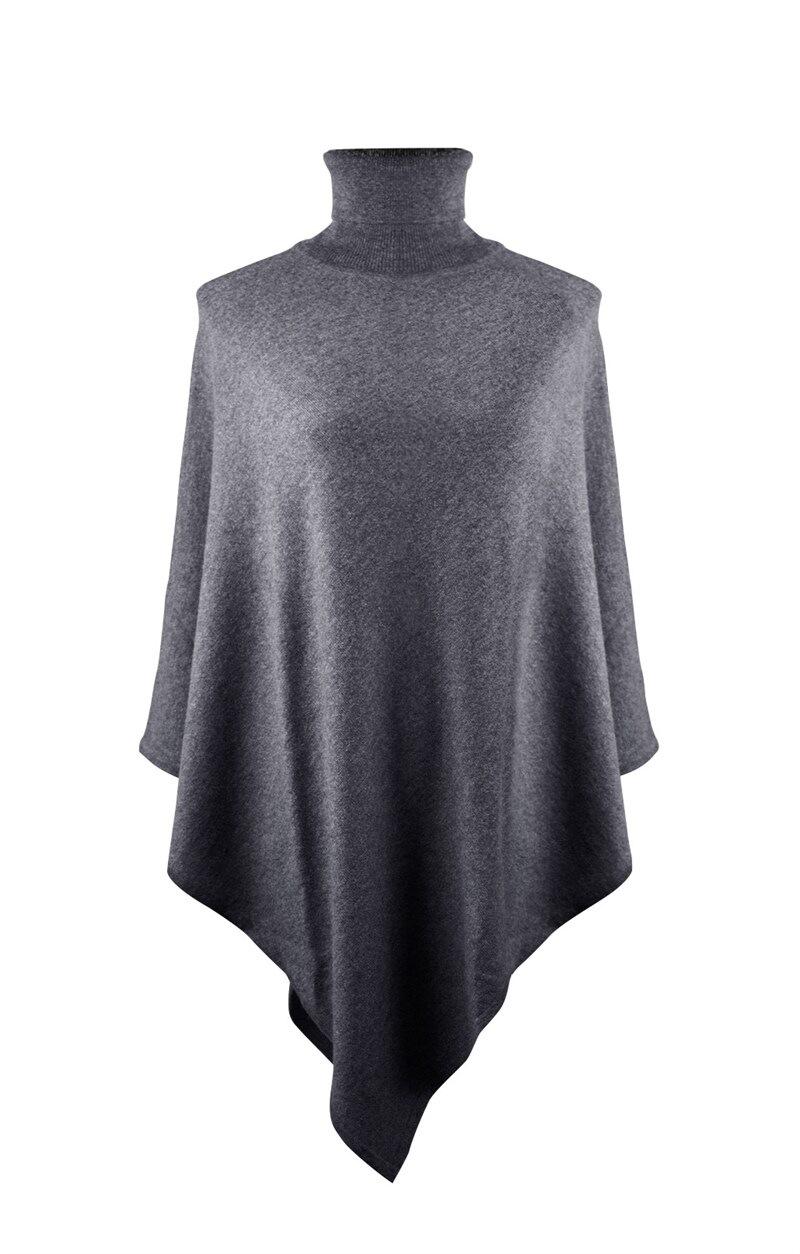 Poncho med Polo Ull/Cashmere Grå