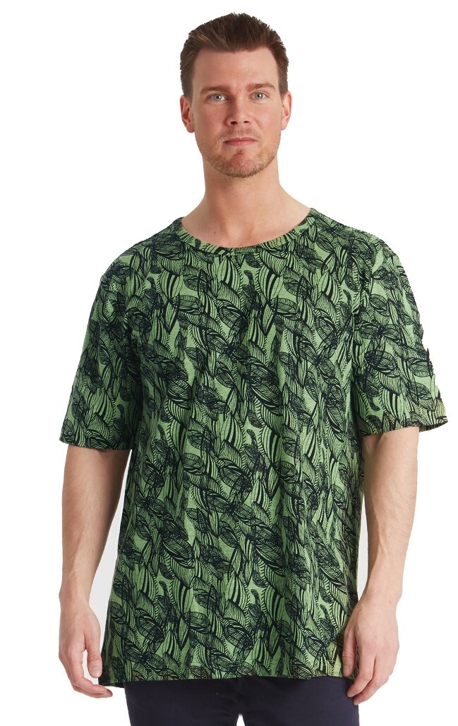 T-shirt Sidenhampa Grönmönstrad