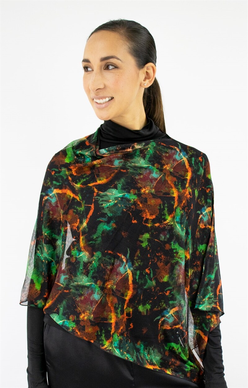 Sidenponcho Mesh Färgglad