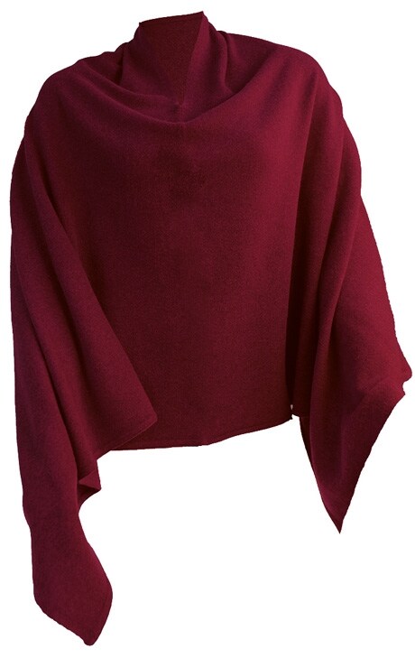 Poncho Ull Kashmir Körsbärsröd