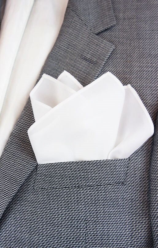 Sidennäsduk Pocketsquare Vit