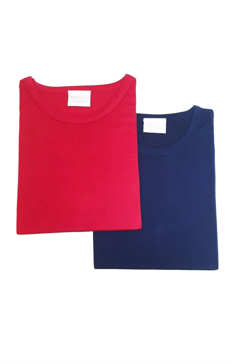 T-shirt i siden rund hals, Röd