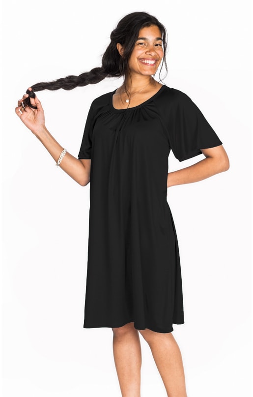 Nattlinne Veckad kant Svart Twisted Silk