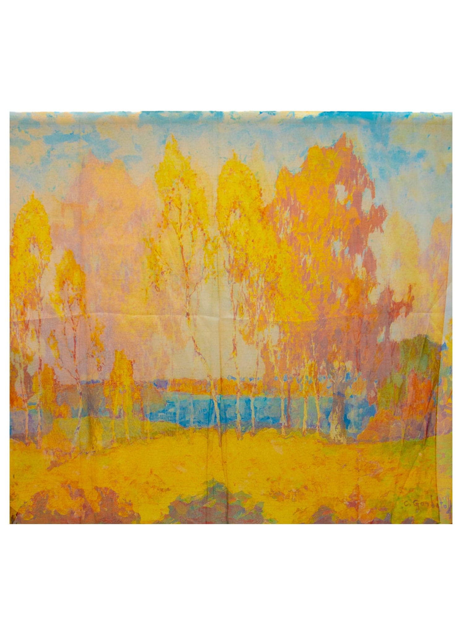 Sidensjal chiffong 100x170 Gyllene Höst