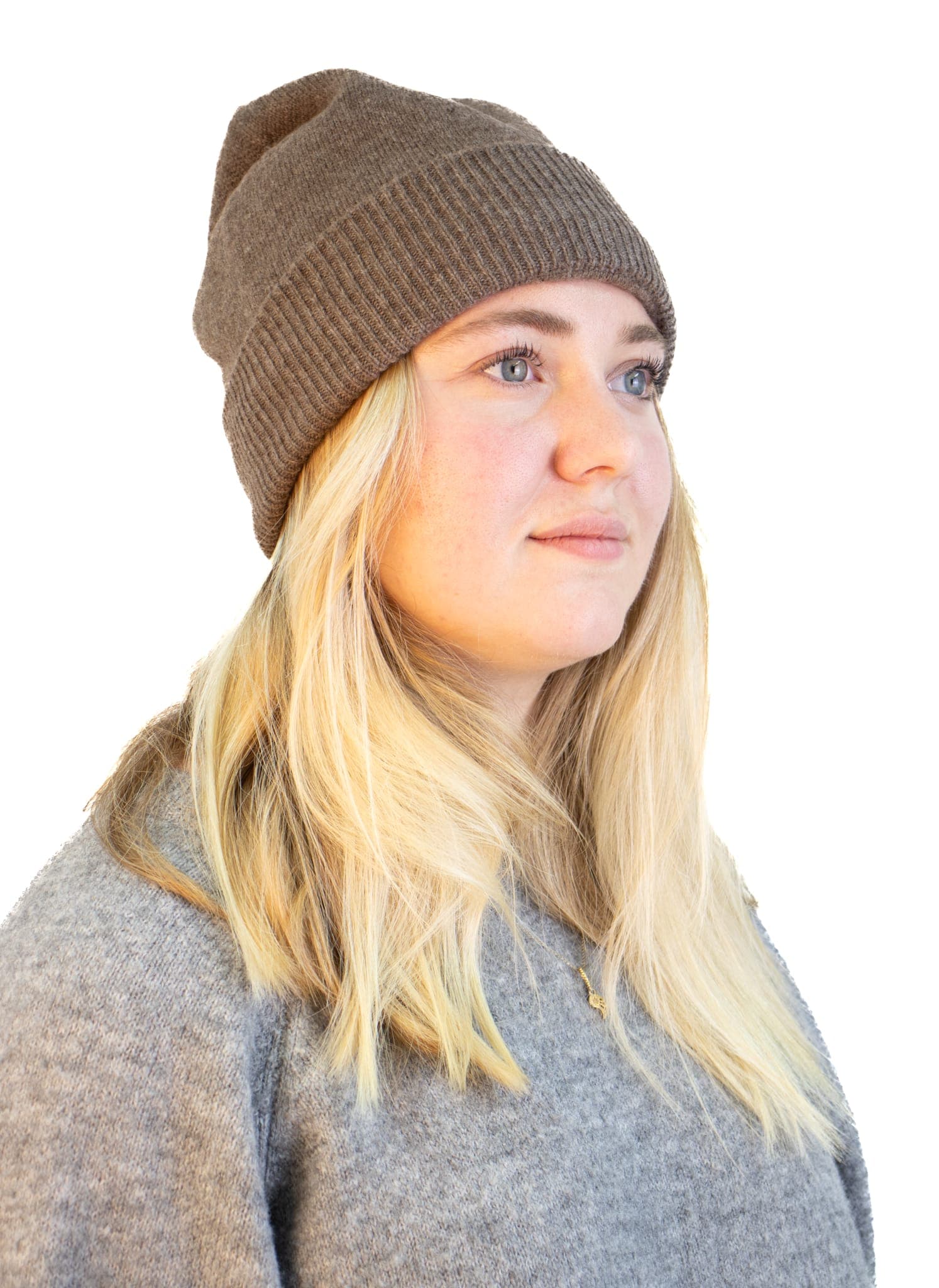 Ull/jakullmössa med sidenfoder, Mocca