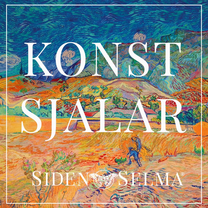 Konstsjalar i 100% äkta siden med fantastiska tryck av klassiska konstverk.