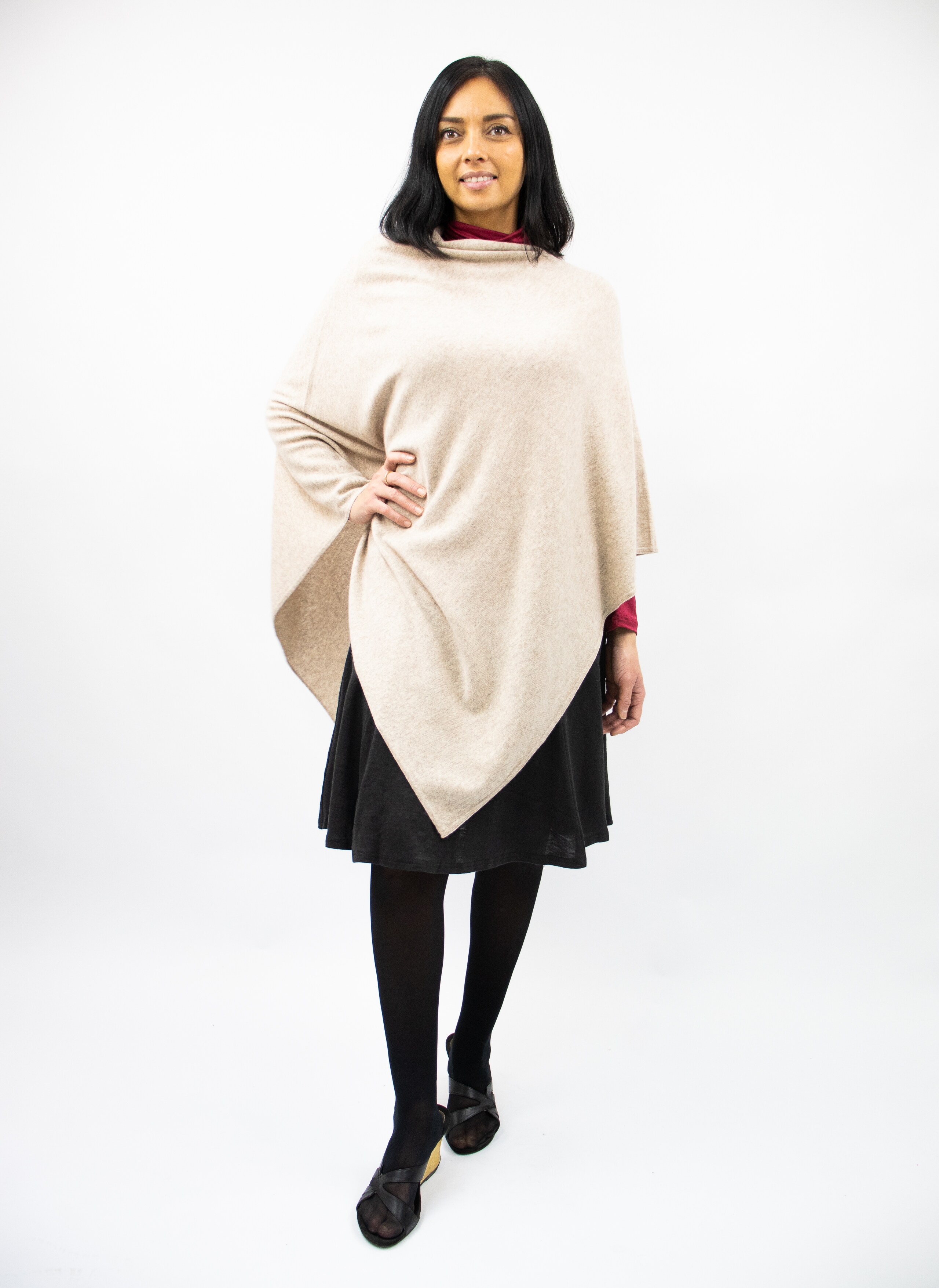 Poncho Ull Kashmir, Beige