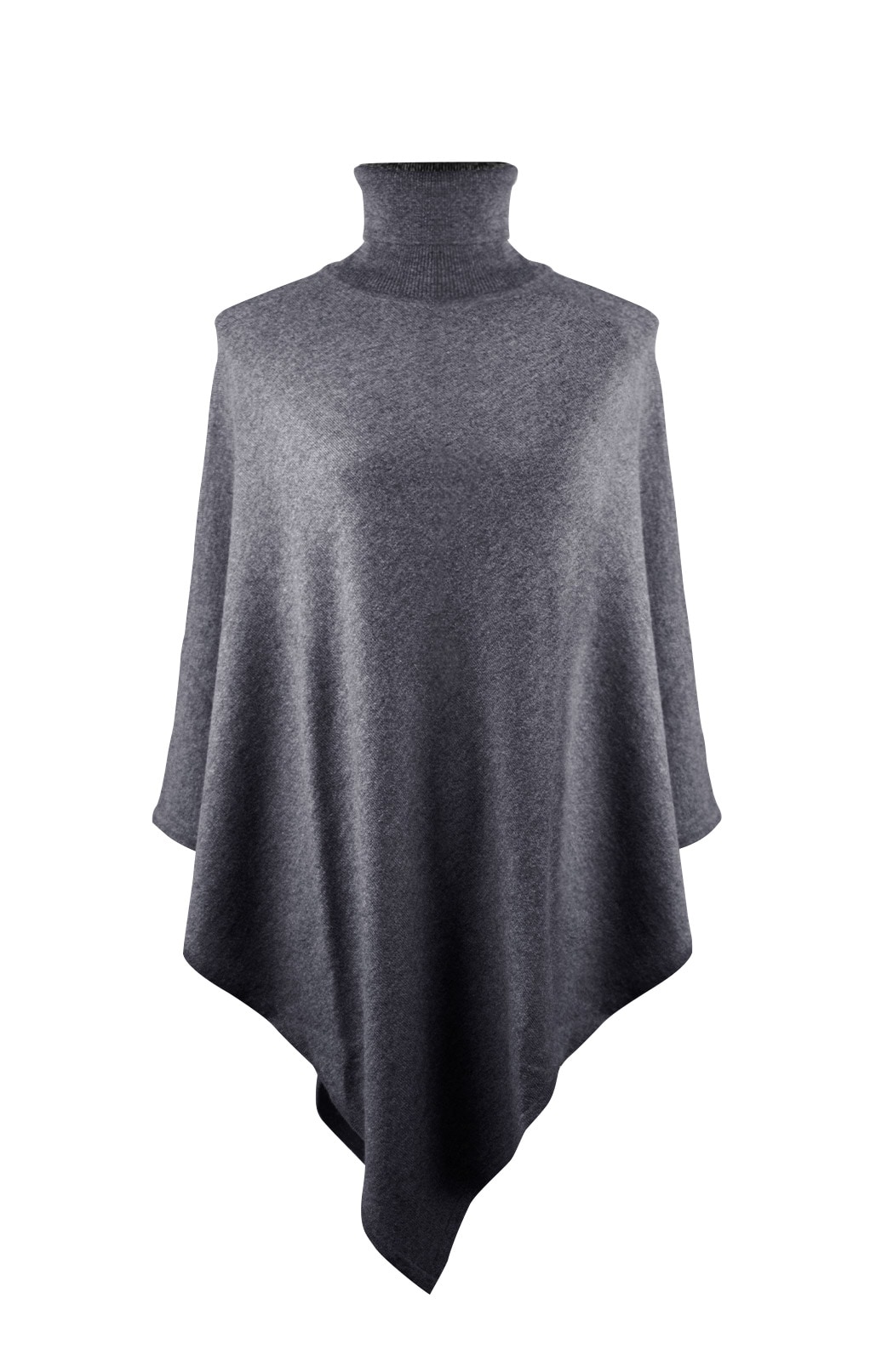 Poncho med Polo Ull Kashmir, Grå
