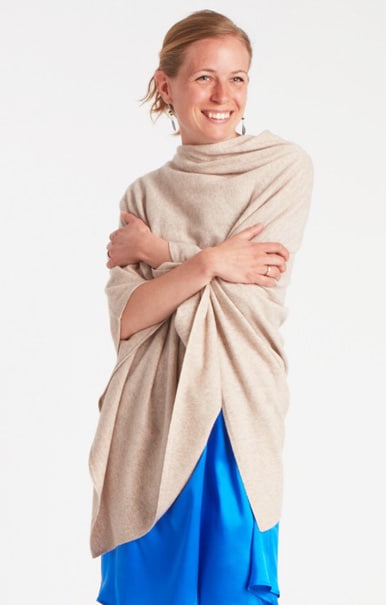 Poncho Ull Kashmir, Beige