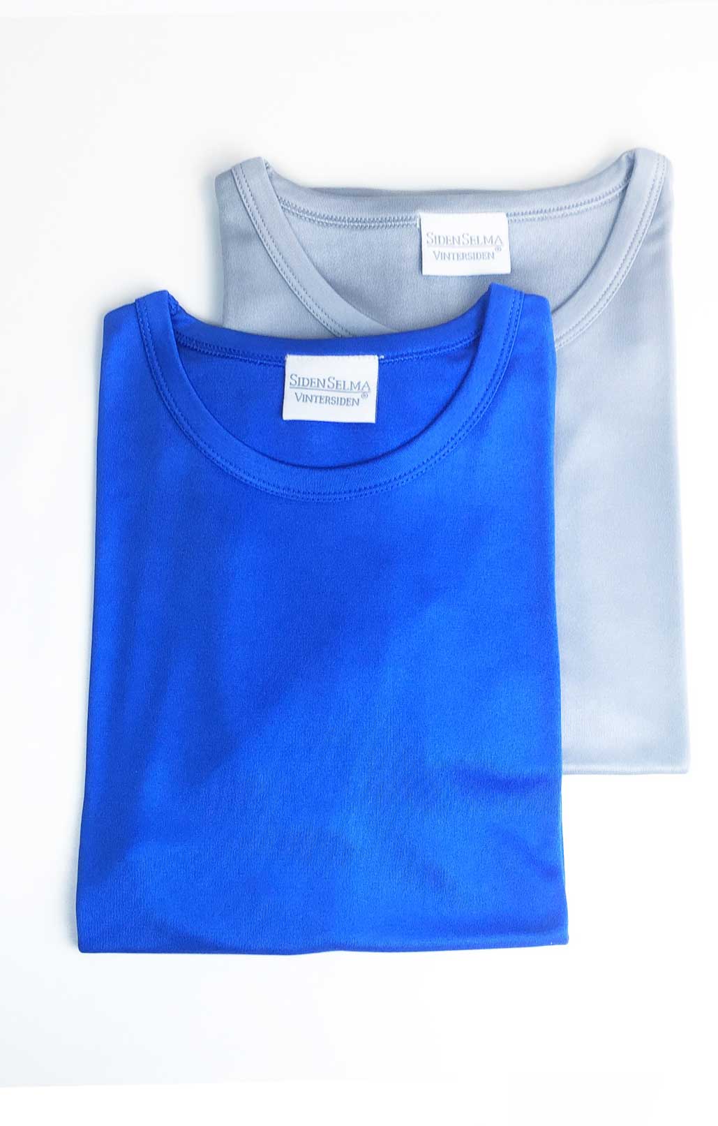 T-shirt i siden rund hals, Kornblå