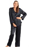 Sidenpyjamas Dam, Satin, svart