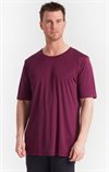T-shirt i siden rund hals, Plommon